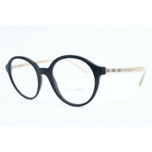 New Burberry B 2254 3001 Round Black Eyeglasses Women's Frames 49mm